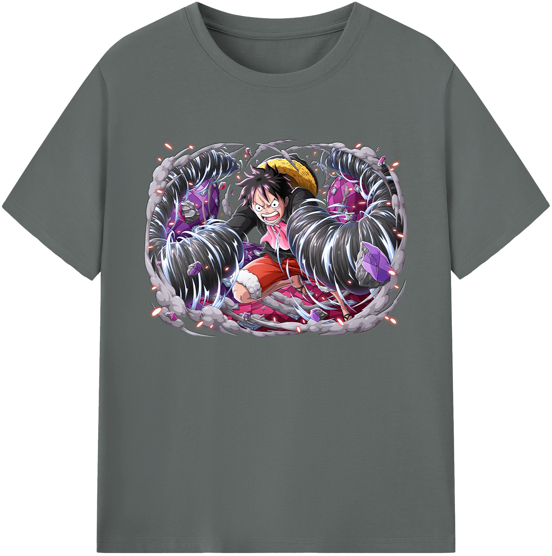 ワンピース モンキー・D・ルフィ ONE PIECE Monkey D. Luffy 綿100％ メンズ半袖Tシャツ｜肌触りやわらか＆通気性
